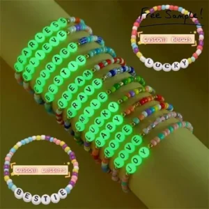 Letter Beads Luminous Customized Stretch Bracelet
