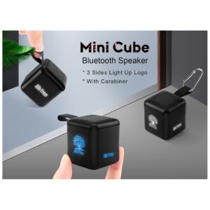 Mini Cube Bluetooth Speaker with Light-Up Logo