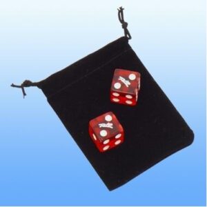 2 Dice in a Velvet Drawstring Pouch