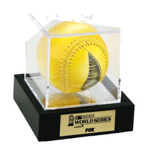 Baseball Acrylic Cube Display Case w/ Wooden Base