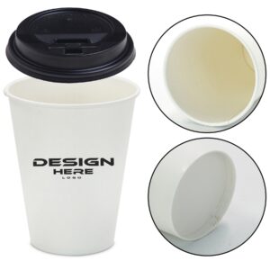 12 Oz Disposable Paper Coffee Cup With Lids