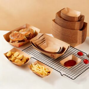 Stackable Disposable Food Kraft Paper Food Trays Boat