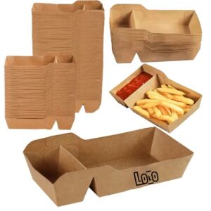 Kraft Paper Food 2-Compartments Boat Tray