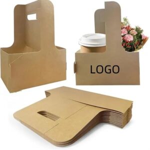 Disposable Kraft Coffee Drink Carrier with Handle 2/4 Cups
