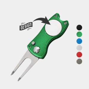 Golf Divot Tool Steel Fork, Alloy Handle & White Ball Marker